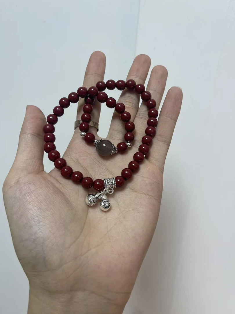 含辰砂工艺品朱砂双圈手串（无礼盒.）