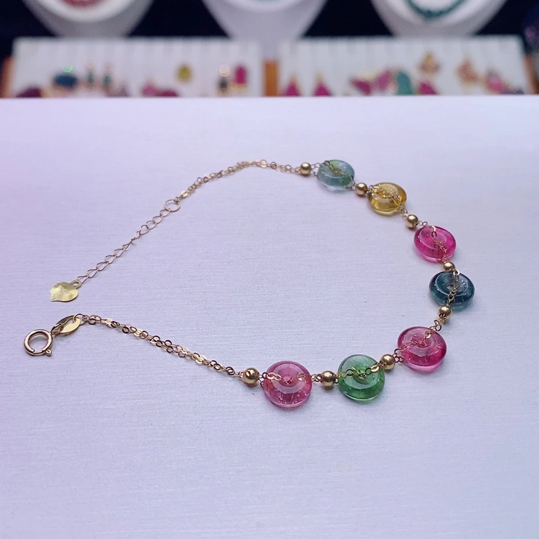 碧玺手链18K金镶嵌碧玺手链