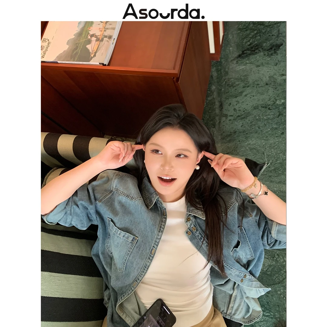 一口苏达胶片牛仔 痞帅炸街风小众高级感遮肉显瘦秋季牛仔外套