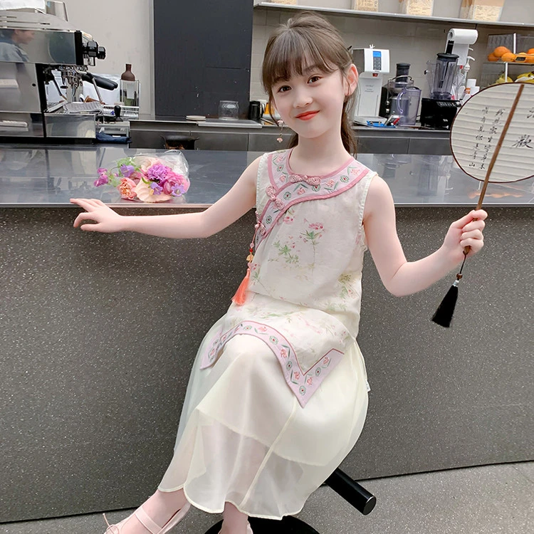 女童夏季套装2025新款儿童汉服夏装国风中式旗袍连衣裙小女孩套装