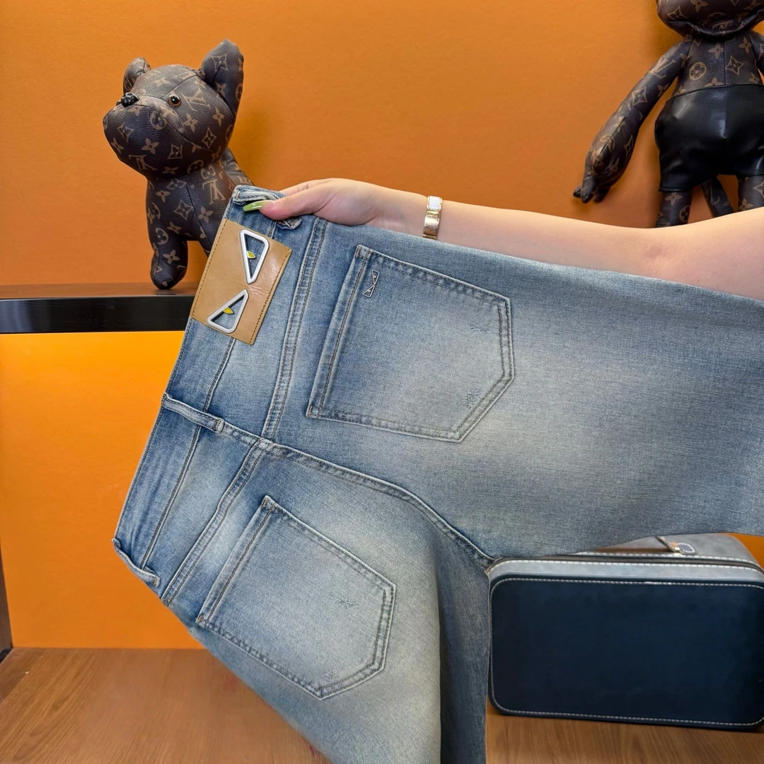 6379--男士夏季修身小直筒牛仔裤2025新款