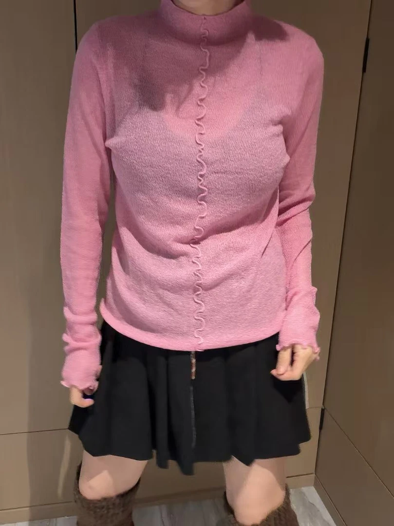 韩版秋季新款纯色极简上衣女打底衫