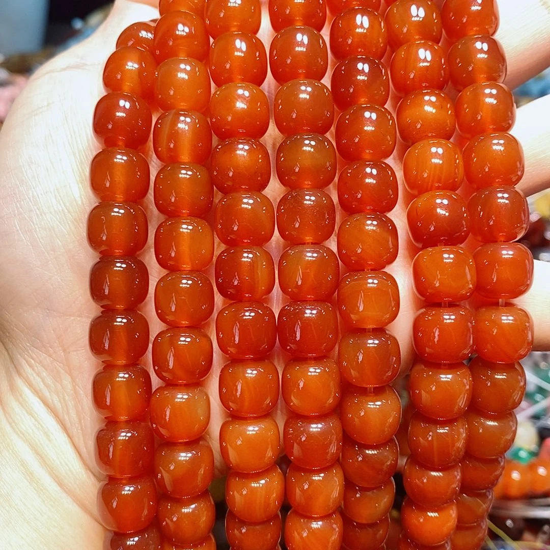 玛瑙/玉髓散珠红玛瑙老行11mm一条