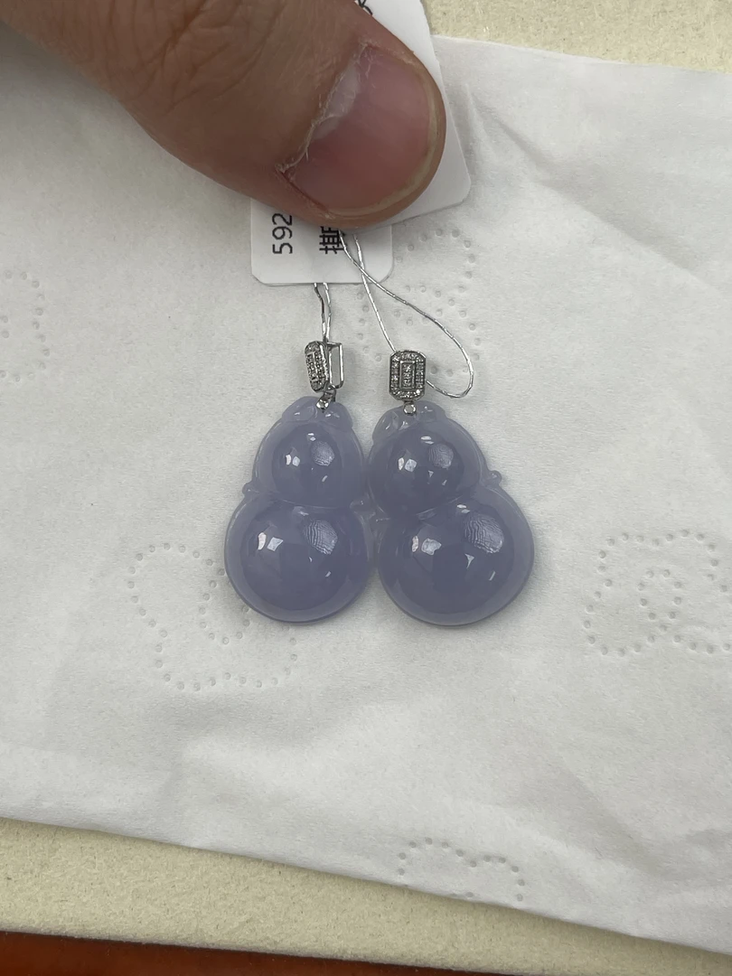 天然缅甸a货翡翠18k金扣头紫葫芦（多样性发其一）