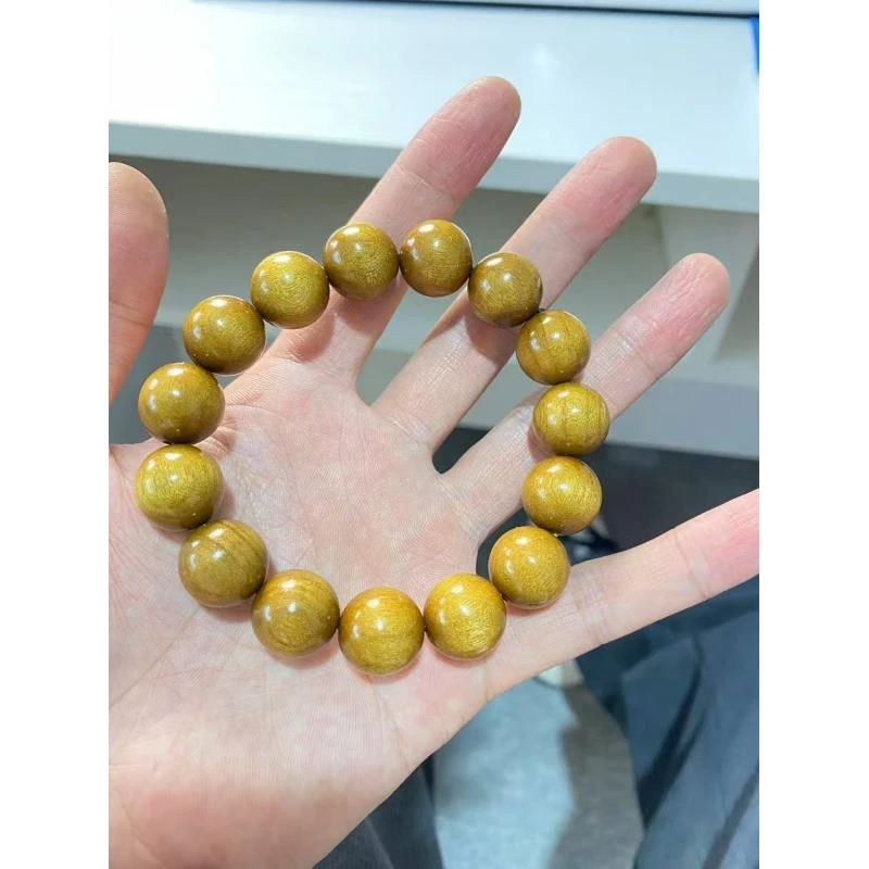 【九韵木语】金丝楠1.5手串 精工 软木很轻 文玩木串 JSN10636