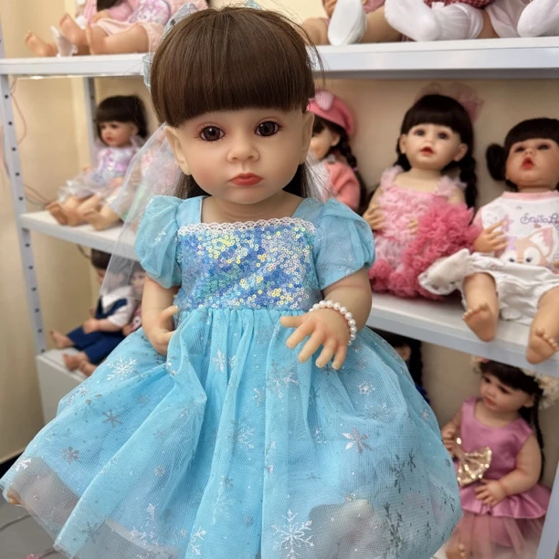 ESdolly55cm柔软搪胶可入水洗澡仿真重生娃娃生日礼物艾莎