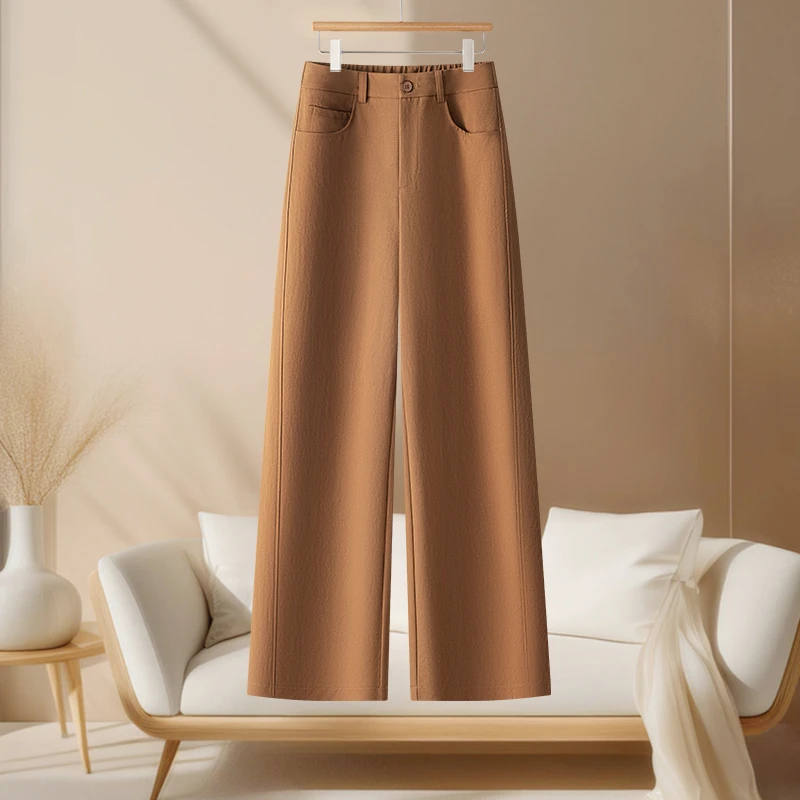 时尚窄版阔腿裤女士2025秋季新款高腰显瘦垂感遮胯直筒百搭休闲裤