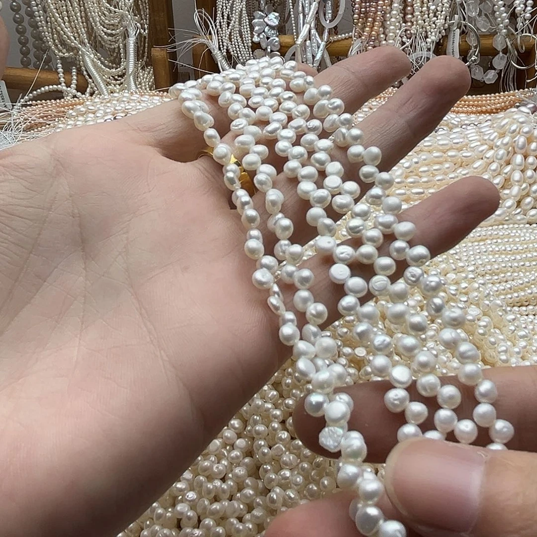 半成品未镶嵌淡水珍珠小花链，33厘米