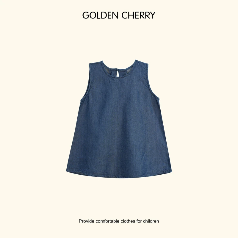 【金樱桃Golden cherry】小童丹宁色无袖娃娃衫JYT2197