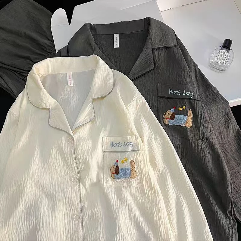 灰星星腊肠狗云朵棉睡衣秋冬季情侣爆款2025新款家居服长袖裤套装