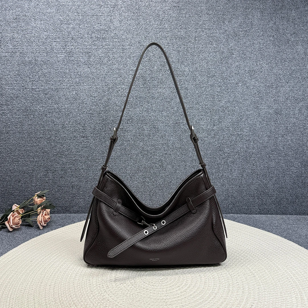 托特包2025秋冬新款女休闲时尚百搭个性头层牛皮单肩斜挎真皮包包