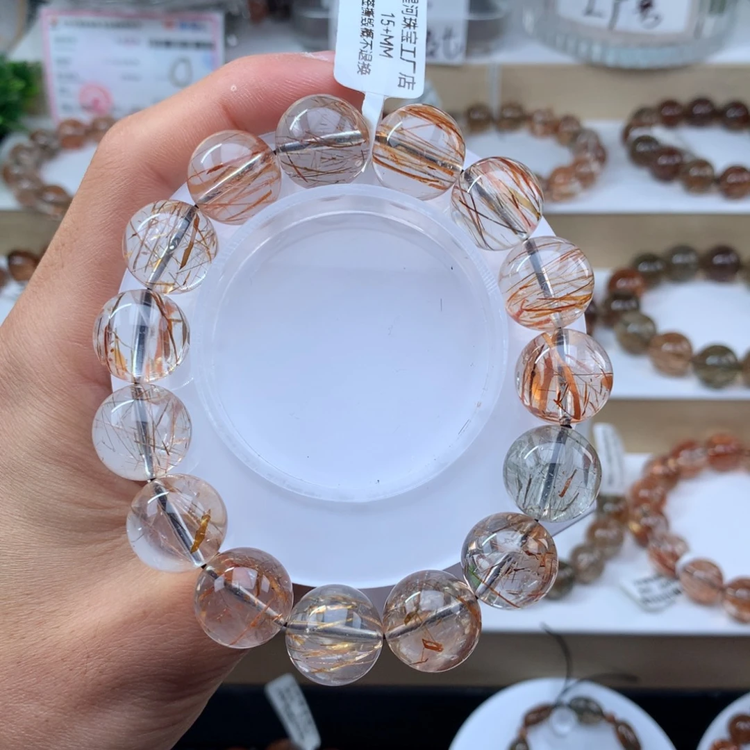 水晶未镶嵌手串黑金超七多样性发其一