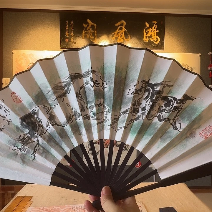 国画王乃忠水墨画扇面亲情