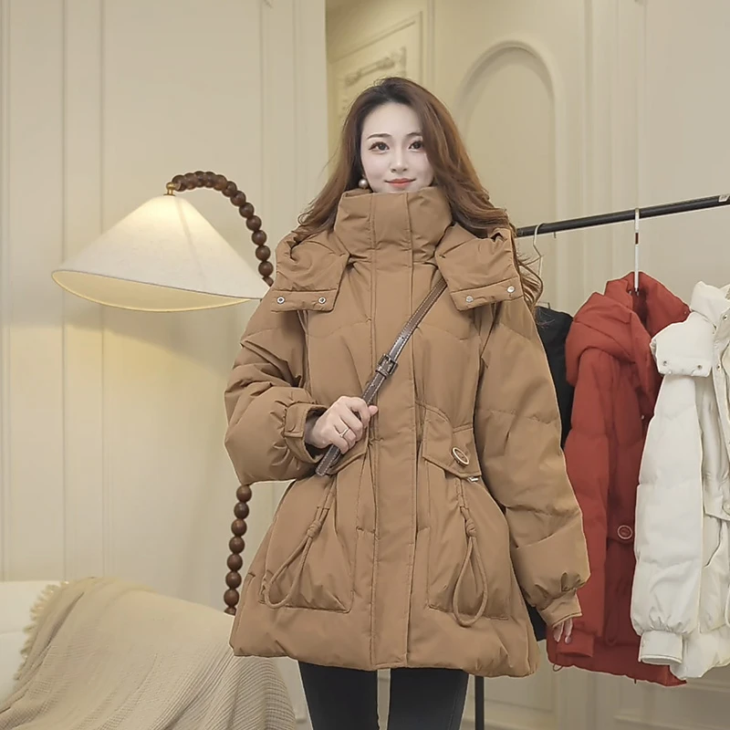 大纽扣韩版加厚羽绒服女显瘦短款冬季收腰百搭时尚外套保暖气质