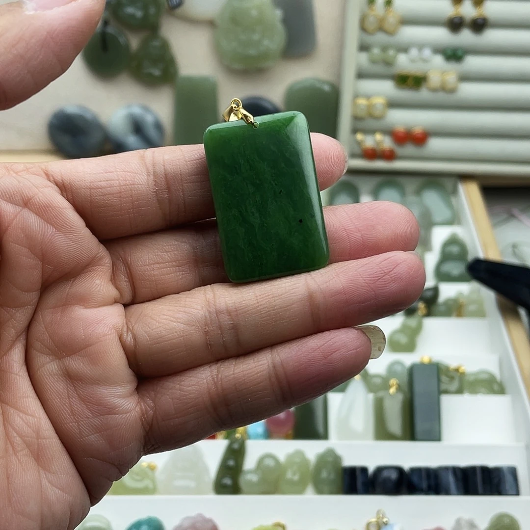 和田玉银S925镶嵌吊坠(不含链)