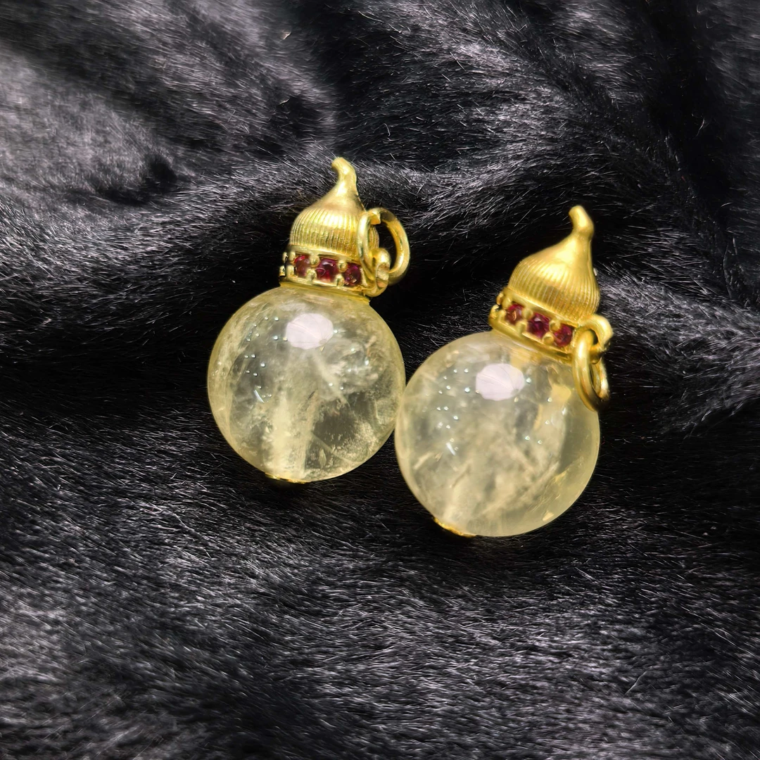 江德洋珠宝C11148极光47黄龙晶水晶黄吊坠-配皮绳-多样性只发一件