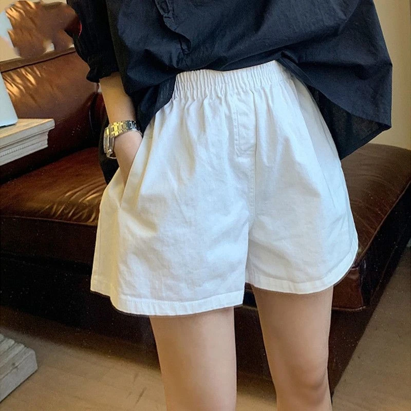 短裤女韩版夏季小个子超显瘦高腰宽松休闲松紧腰百搭阔腿裤潮