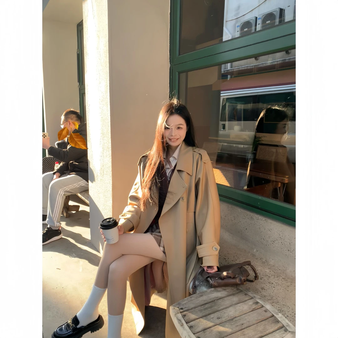 【天空之城】UM家原版韩系简约长款高级气质风衣外套女2025春秋新款