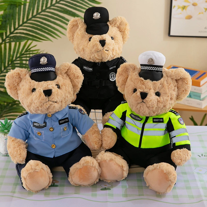 警察小熊公仔交警小熊玩偶制服警官服泰迪熊毛绒玩具正版儿童礼物