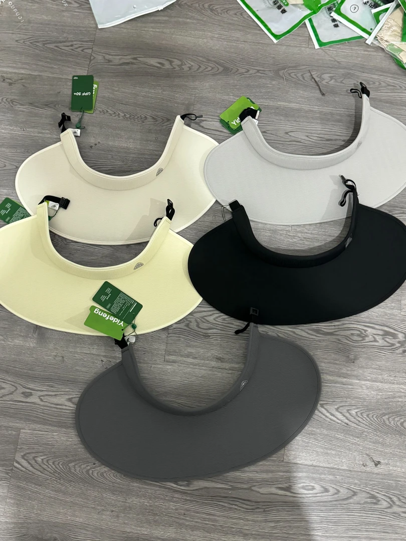 夏季竖纹黑胶防晒帽