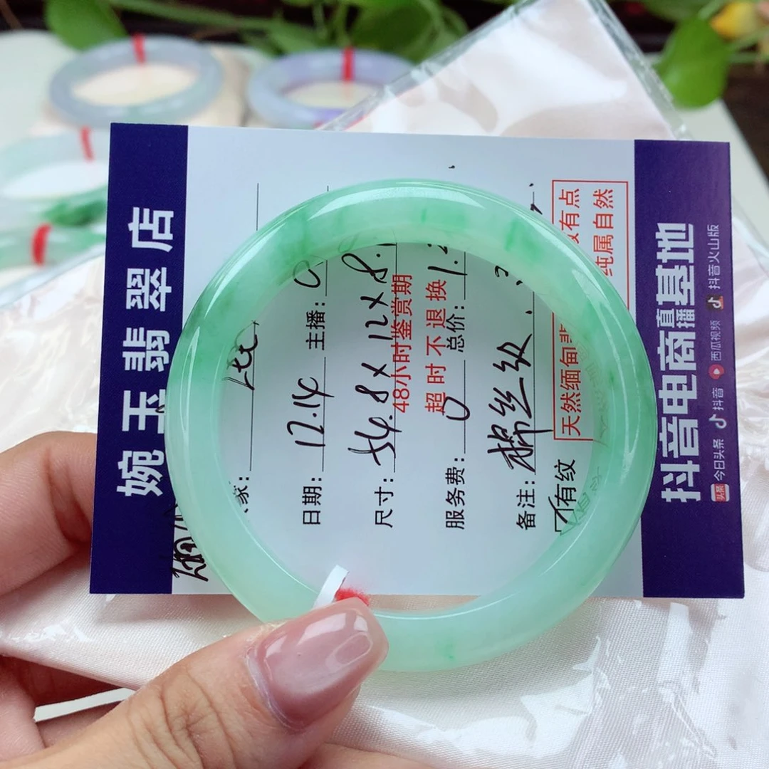 未镶嵌手镯翡翠L****律阳绿底 显白 小柒