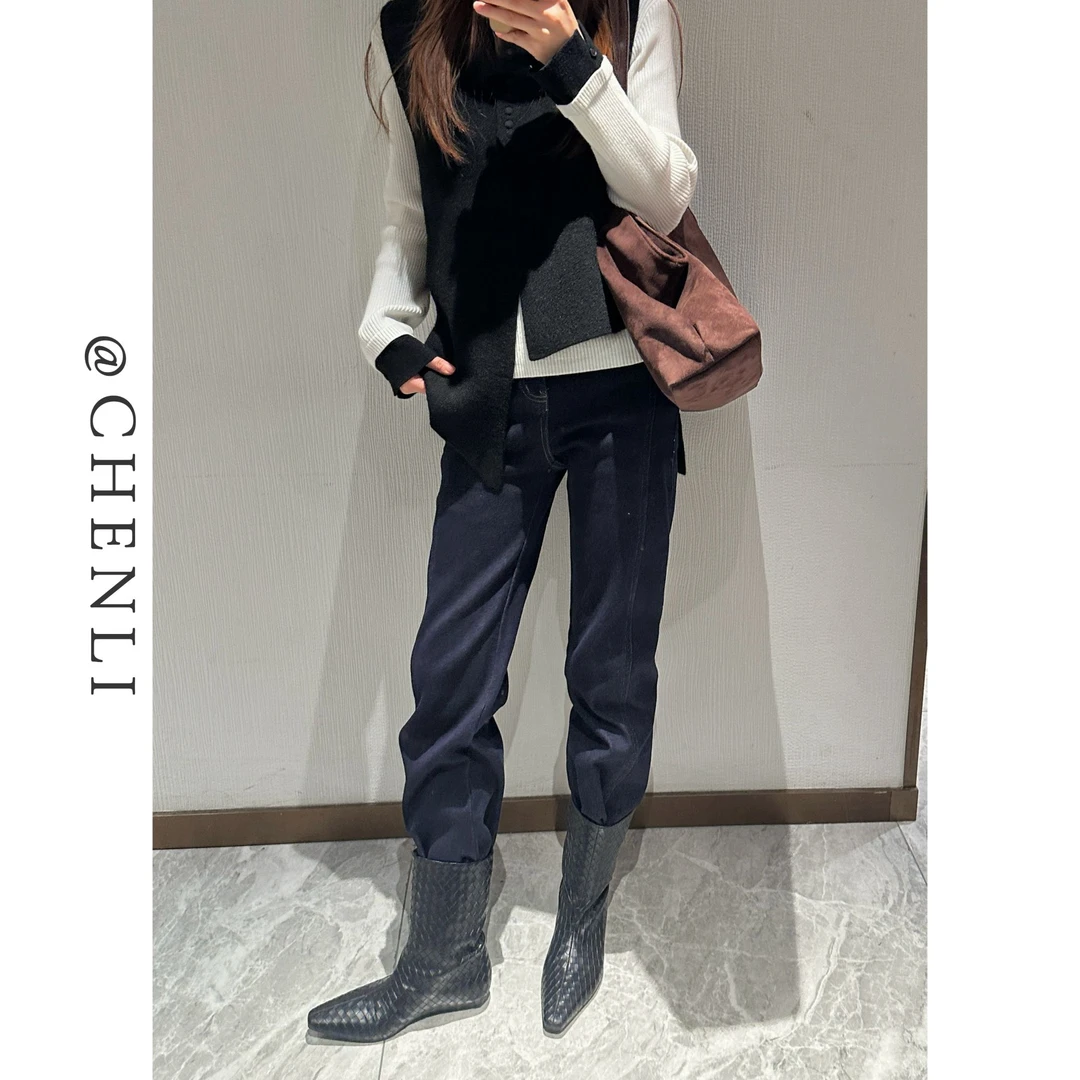 经典蓝·欧若风360°莱赛尔四面弹高腰直筒微喇牛仔裤