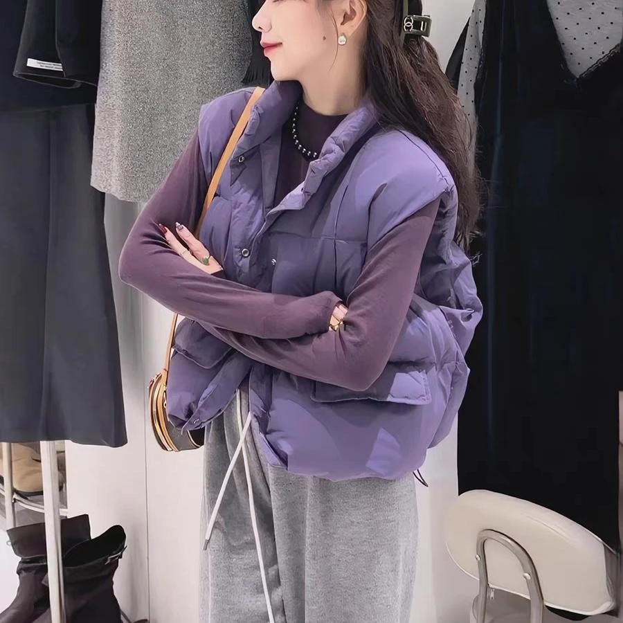 2025年新款羽绒马夹女短款立领无袖宽松多色百搭背心马甲潮