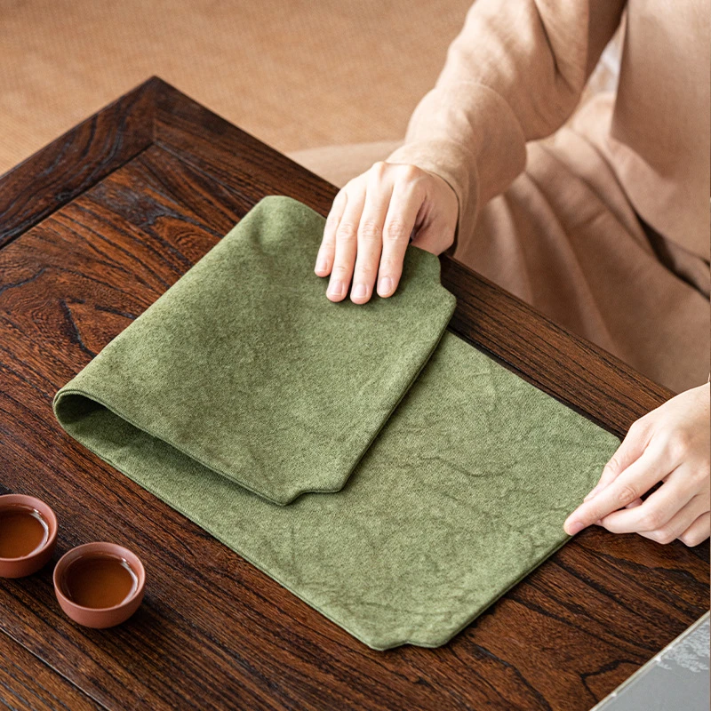 禅意风新中式扎染工艺帆布双面防水干泡茶席吸水巾茶室茶桌垫布古