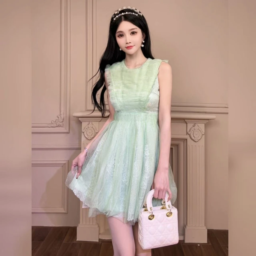 柔娜定制  女神气质清新减龄款名媛轻奢公主甜美连衣裙21366