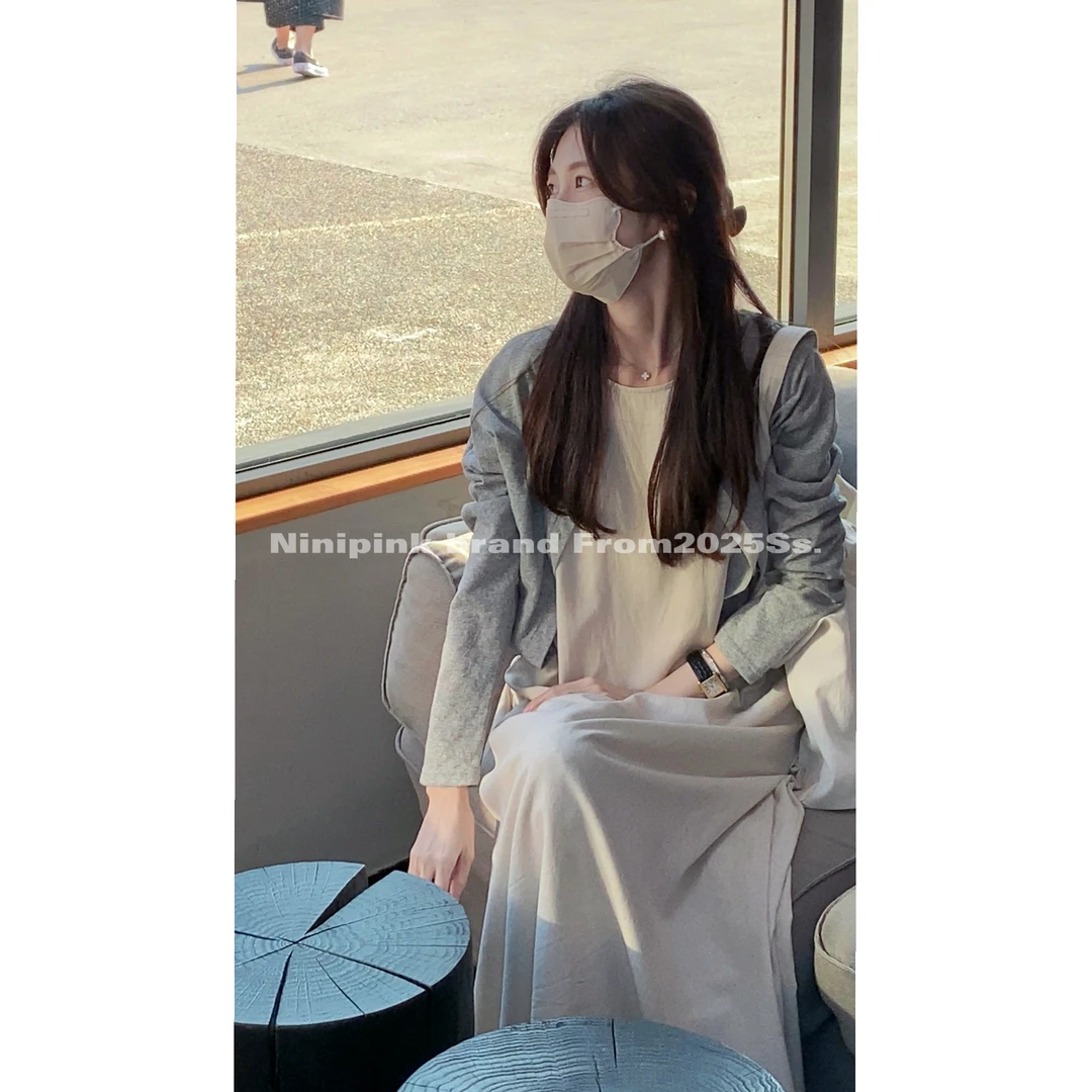 4512庄不腻早春新款【百搭】韩系设计感拼色开衫外套排扣修身短上衣