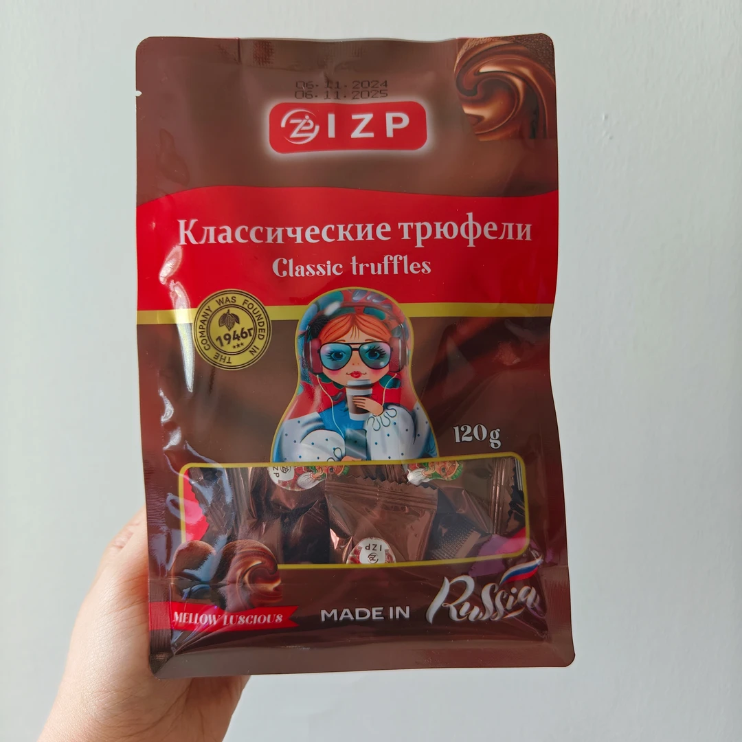 得闲俄罗斯进口IZP套娃系列多口味夹心松露形巧克力120g