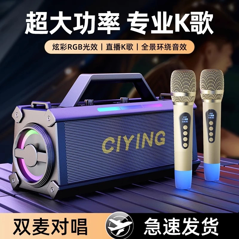 德国柏林之音蓝牙音箱家用k歌话筒音响一体机车载重低音炮大功率