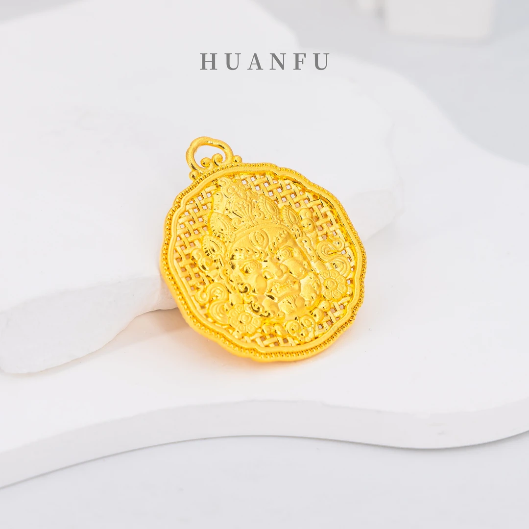 吊坠足银 编制黄财神吊坠