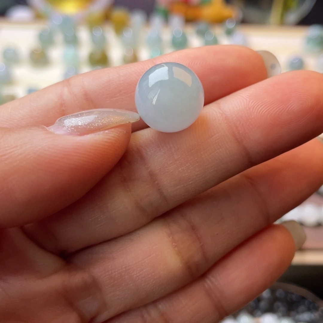 翡翠散珠淡蓝紫冰圆珠12.7mm