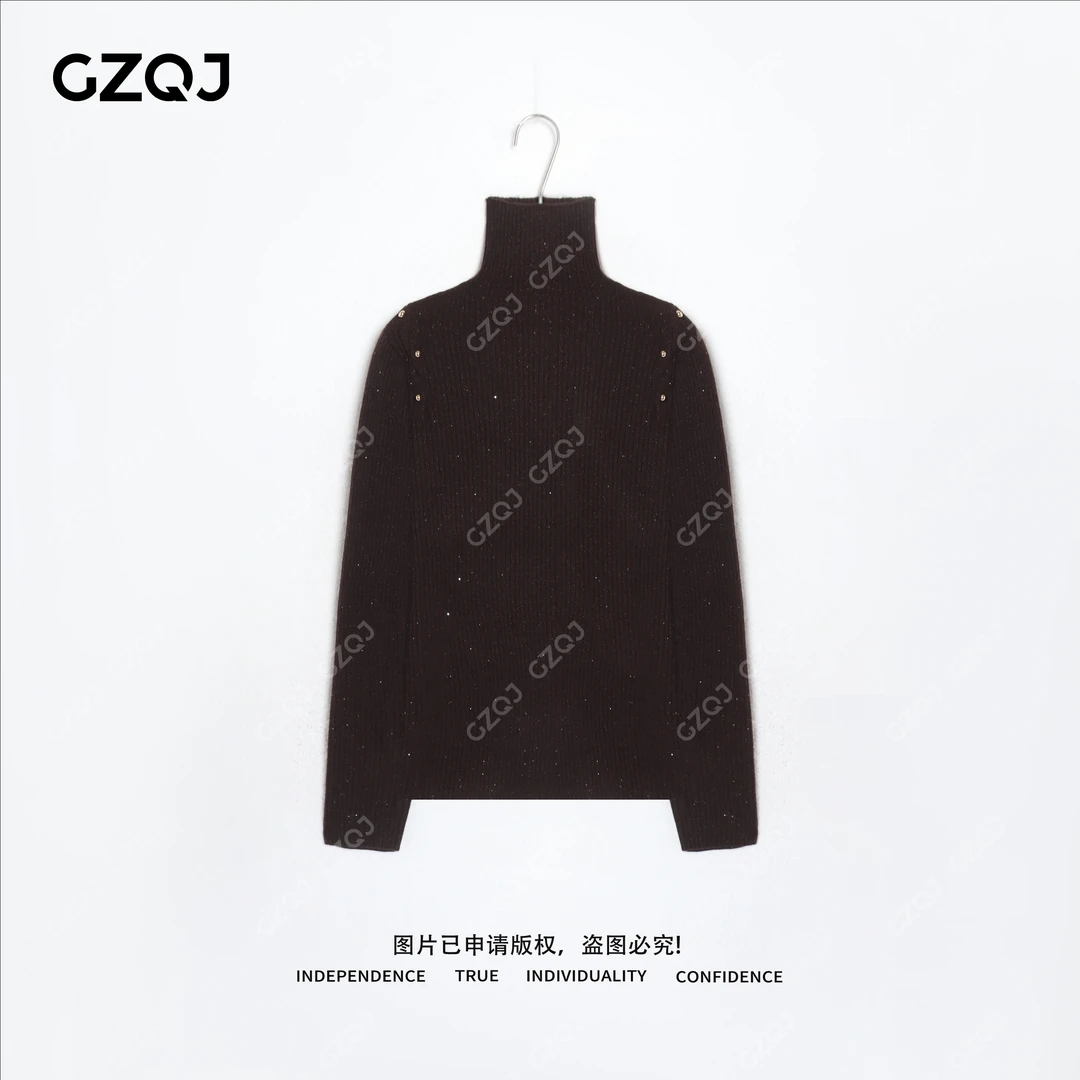 老琴私服【焦糖碎钻】 绵羊毛山羊绒气质打底针织毛衣衫女冬68811