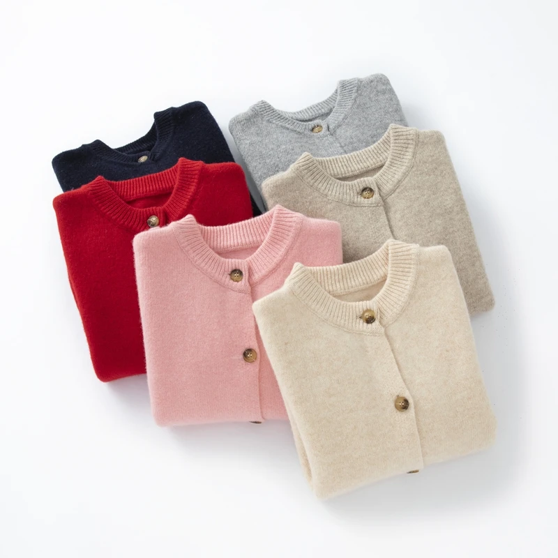 【100%纯羊毛】儿童羊毛开衫男童韩版针织开衫女童外穿毛衣开衫