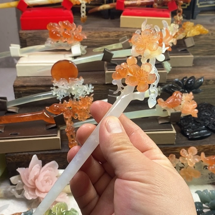 蛇纹石玉合金发饰