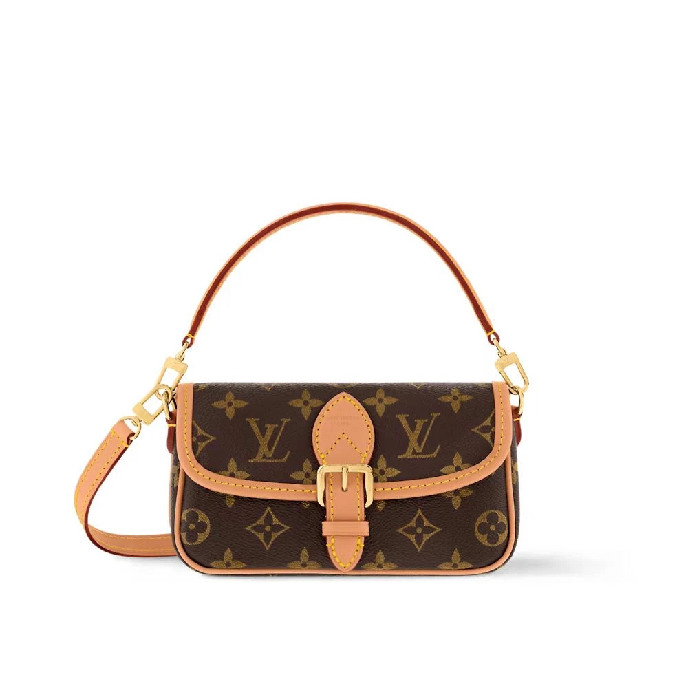 99新 LV LouisVuitton/路易威登老花法棍nano单肩斜挎包达