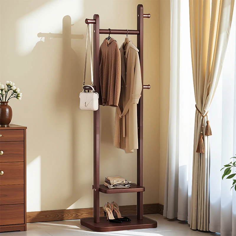 实木衣帽架小型落地卧室挂衣架子办公室客厅家用室内立式挂衣架