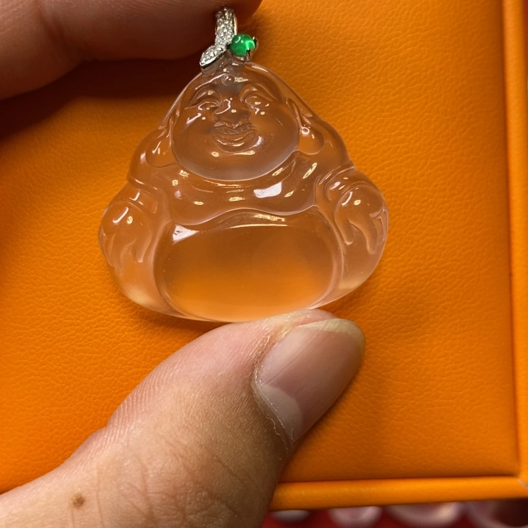 石英质玉银S925镶嵌吊坠