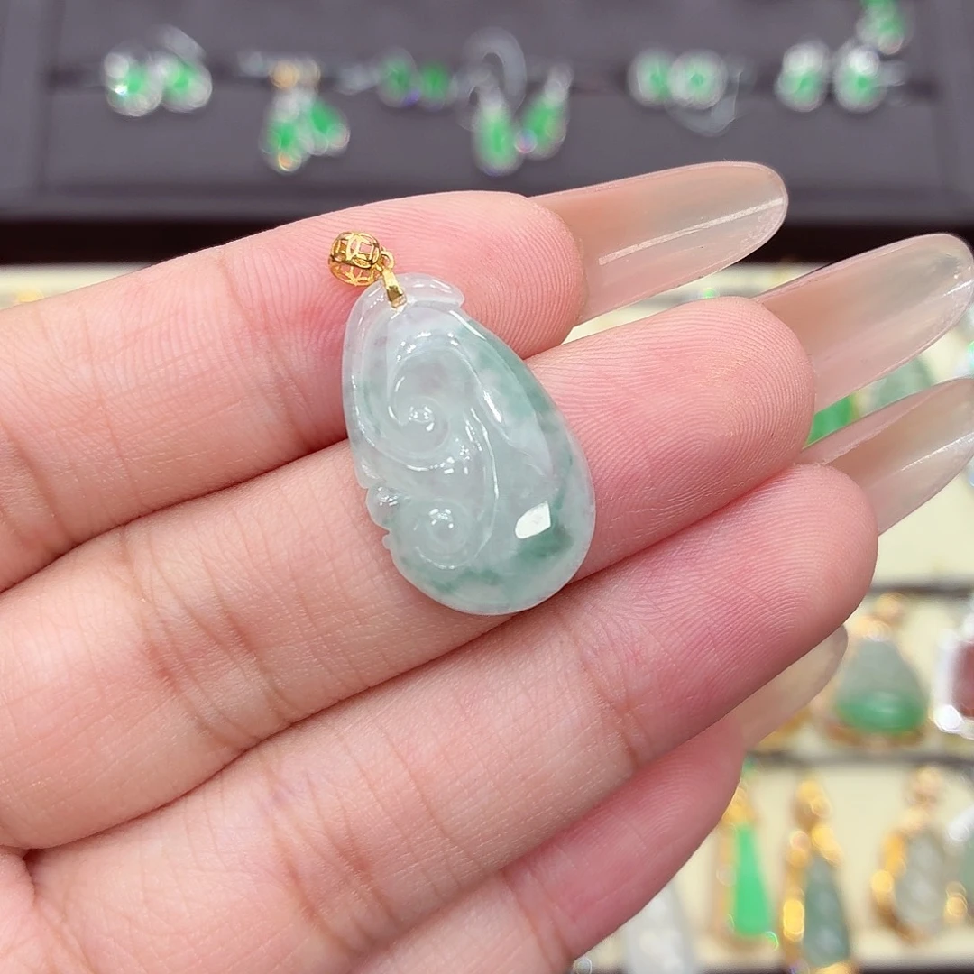 翡翠18K金镶嵌吊坠(不含链)