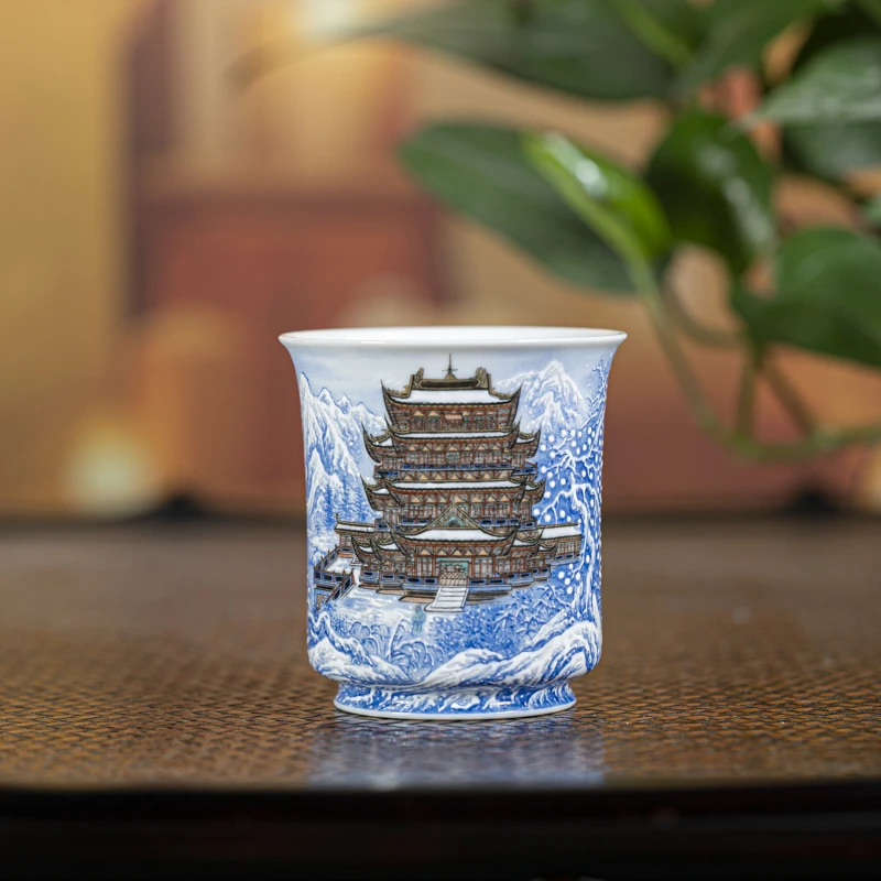 【墨舍名窑】一儒堂雪景四大名楼容天杯yrt1207