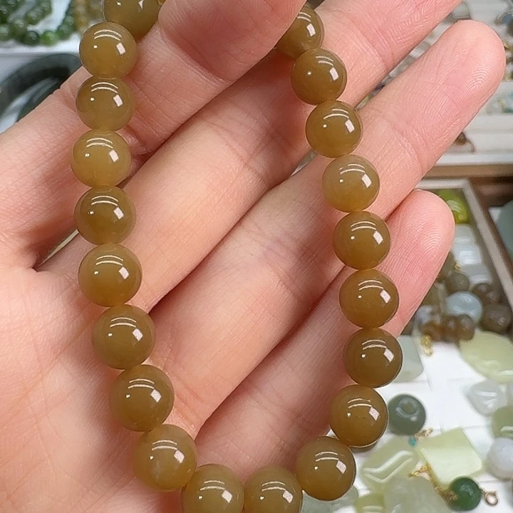 陌***开和田玉（糖玉）未镶嵌手链拍2