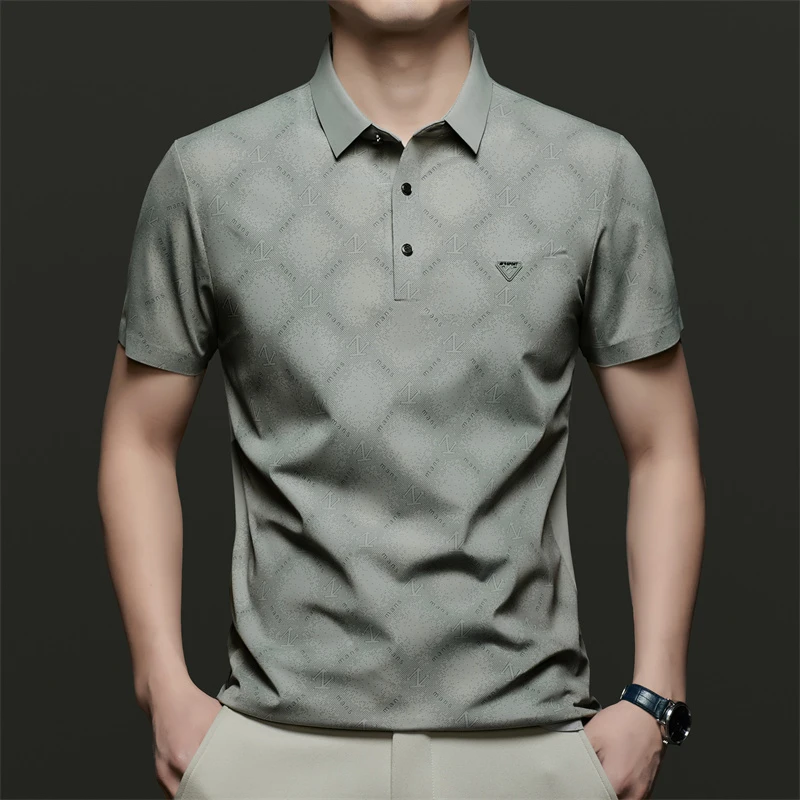 Romon/罗蒙夏季冰丝男士短袖衬衫休闲百搭亲肤薄款轻薄透气男衬衣