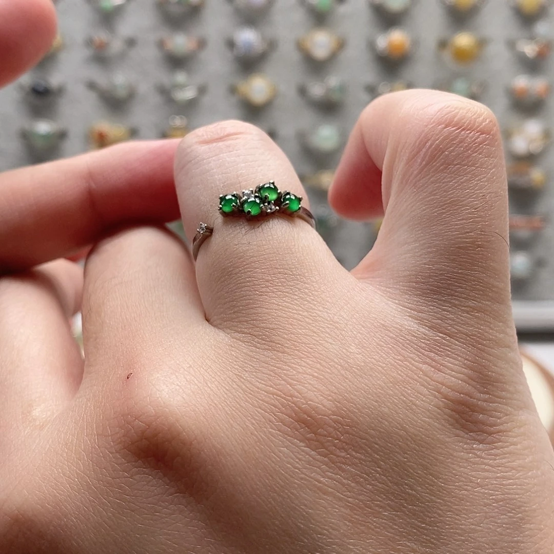 翡翠银S925镶嵌耳饰