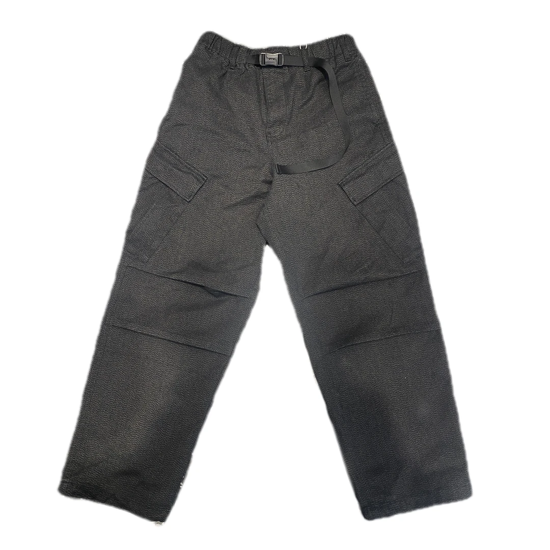 日系定织色织双袋阔板松紧扣工装裤