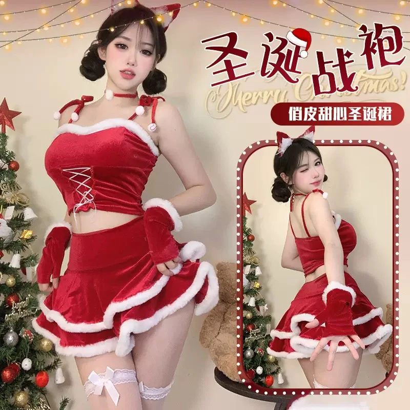 纯欲可爱圣诞红色丝绒公主裙【伍月柒号！no退no换】