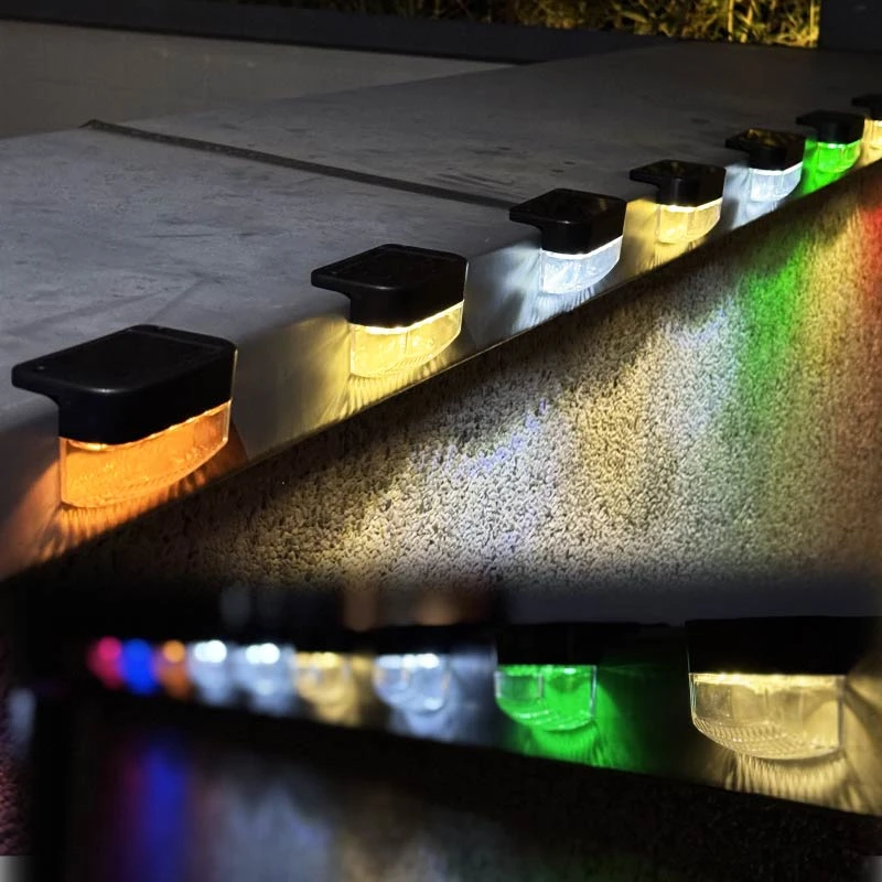 12只装太阳能户外台阶灯七彩发光楼道阶梯围墙感应营造氛围灯防水