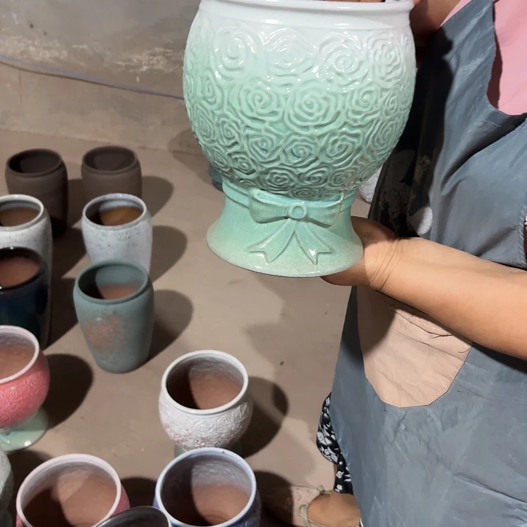 紫砂花盆口18高25