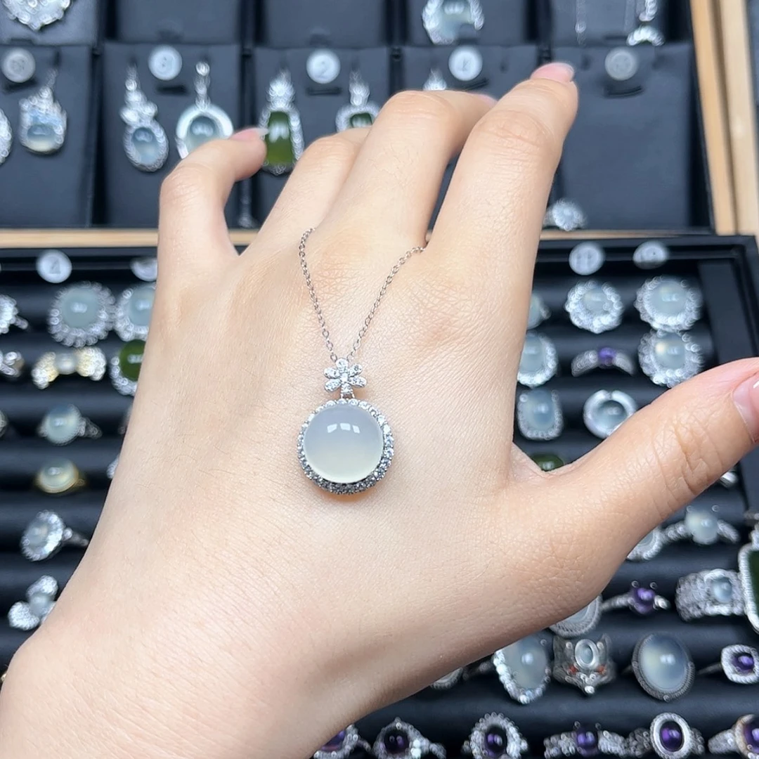 【闪购商品】岫玉颈饰银S925镶嵌晴*